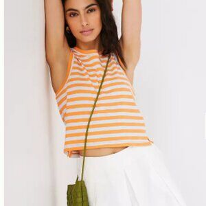 Maeve by Anthropologie Cropped Striped Tank Orange Striped Tank Top XS cotton